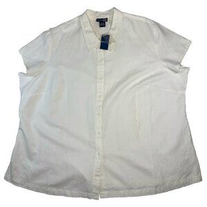 Lane Bryant Venezia Jeans NWT Women's Linen White Top Button Up Blouse 26/28